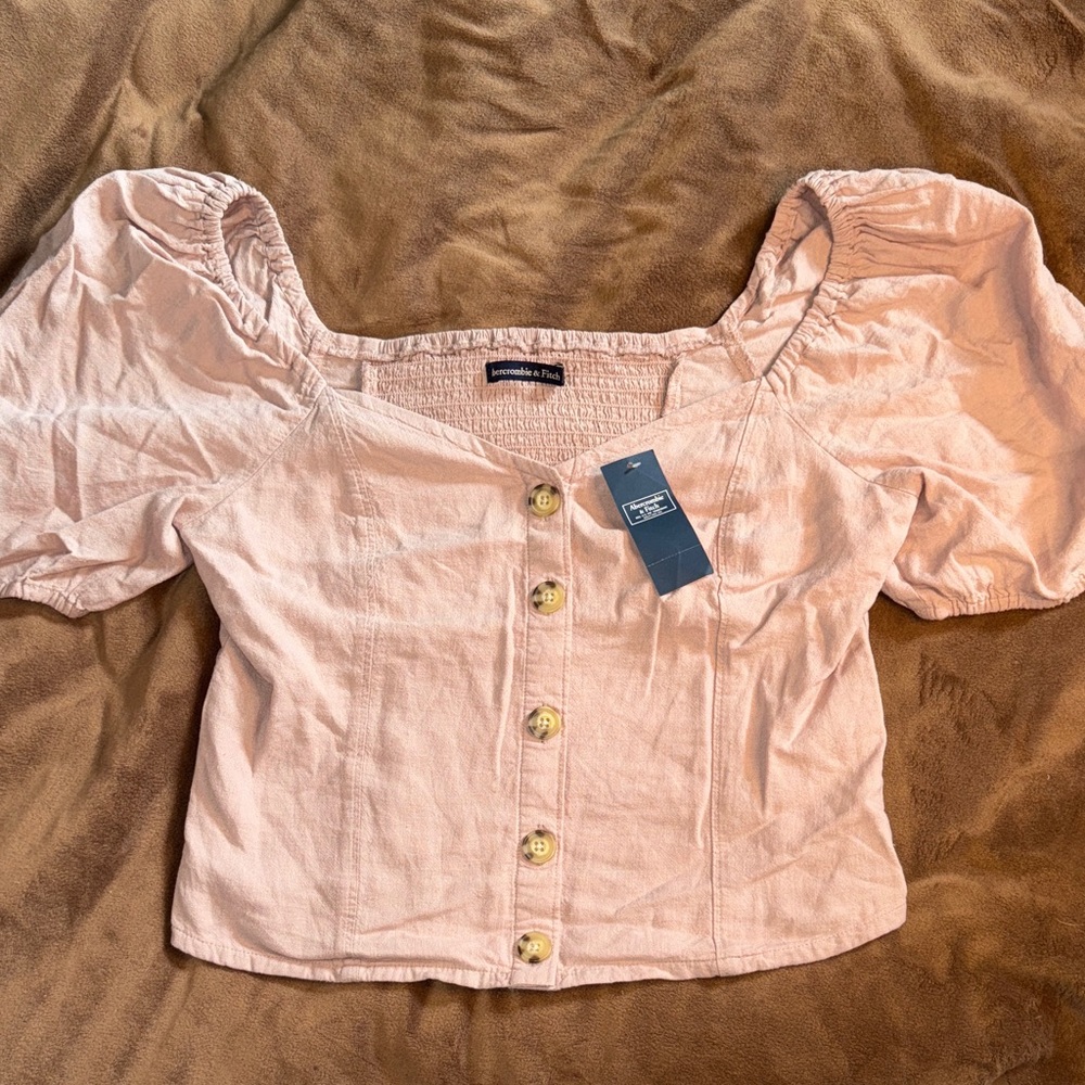 Abercrombie & Fitch Light Pink Button-Down Blouse